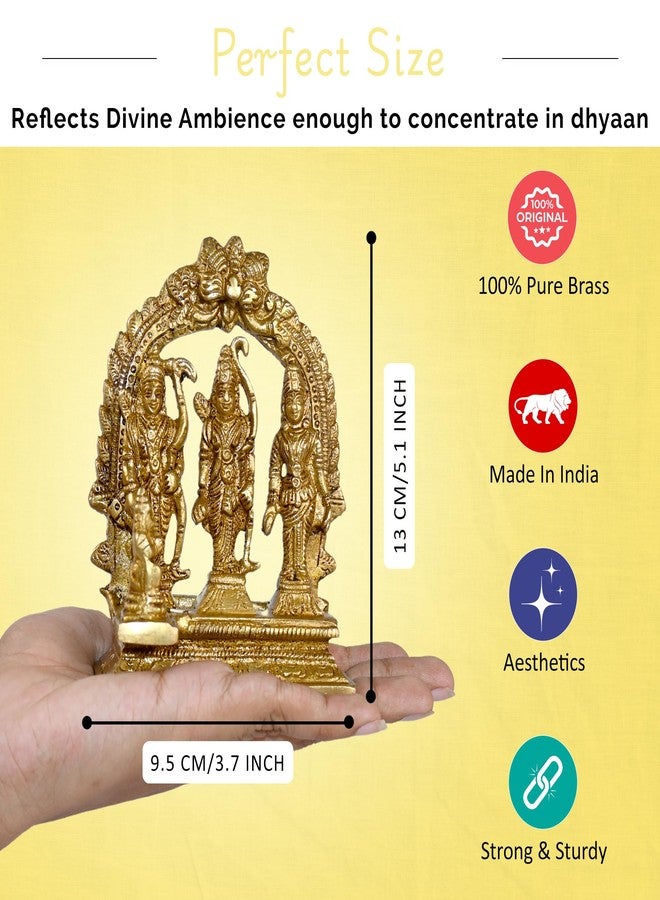 CRAFTHUT Handcrafted Brass Ram Darbar Idol - Antique Finish Statue of Lord Ram, Sita, Lakshman & Hanuman for Home Temple & Diwali Gifting - 9.5x5x13Cm, 450gm - Image 3